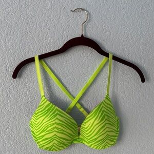 Victoria's Secret Neon Zebra Print Bra 34C Wear Everywhere Push-Up